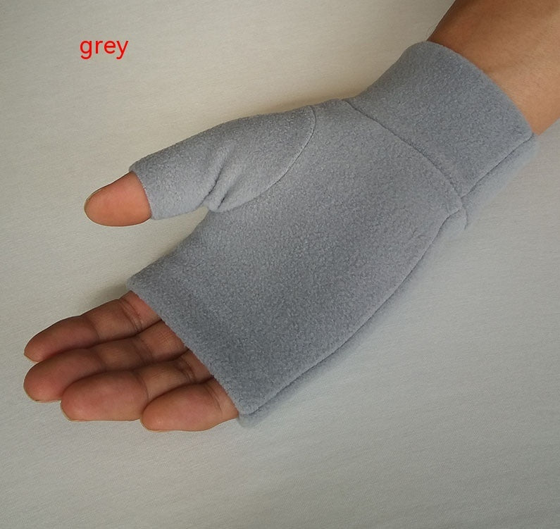 Outdoor Sports Running Thickened Warm Gloves Typing And Writing Warm Half Finger Gloves